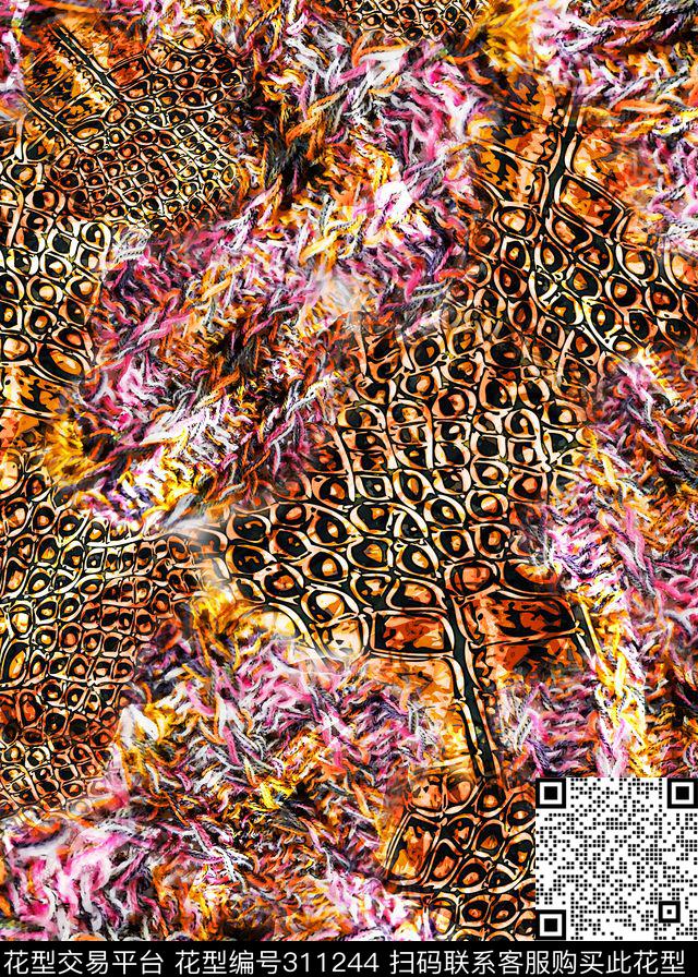 数码★抽象图案数码印花华亿平台下载（图片编号: 311244） - 瓦栏（Walan）