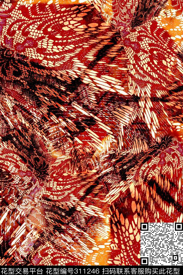 数码★抽象图案数码印花华亿平台下载（图片编号: 311246） - 瓦栏（Walan）