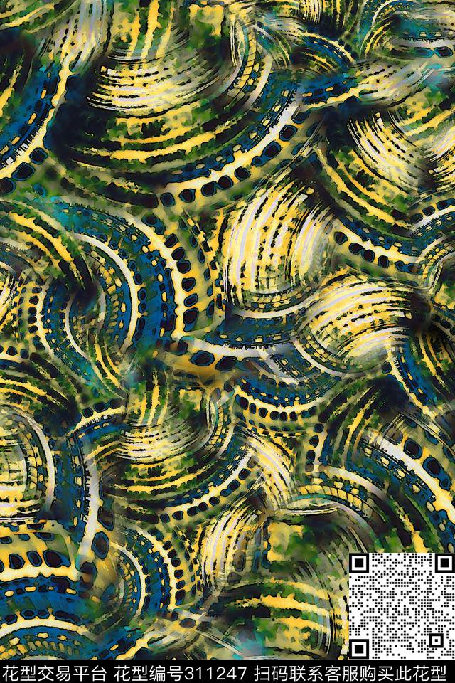 数码★抽象图案数码印花华亿平台下载（图片编号: 311247） - 瓦栏（Walan）