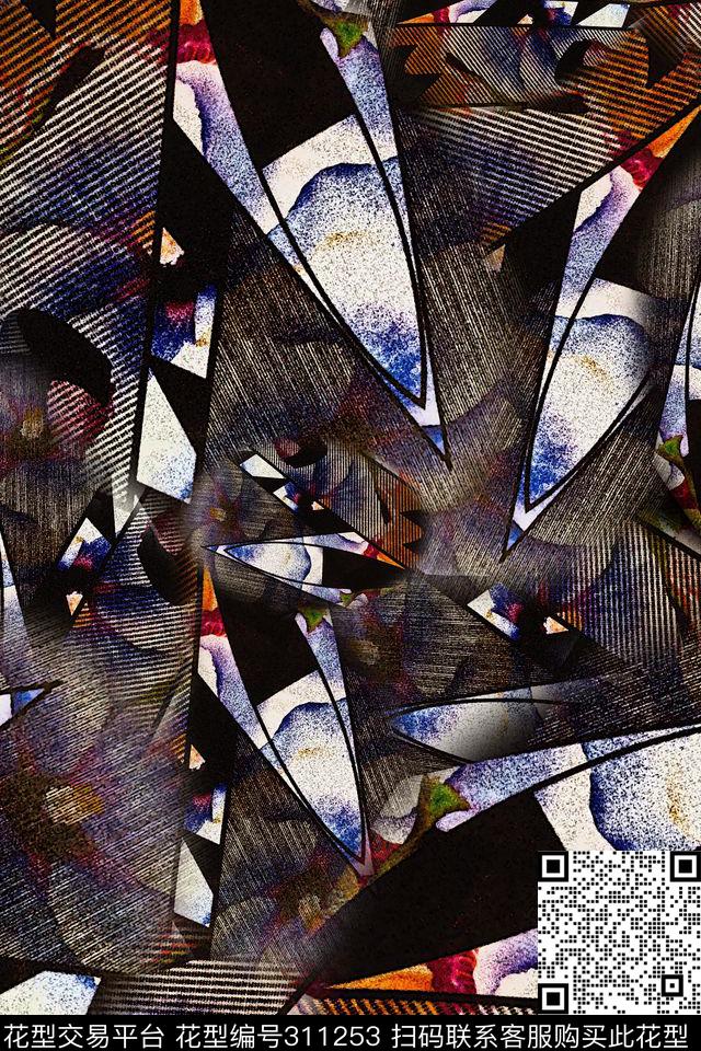 数码★抽象图案数码印花华亿平台下载（图片编号: 311253） - 瓦栏（Walan）