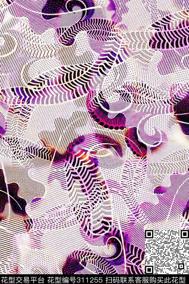 数码★抽象图案数码印花华亿平台下载（图片编号: 311255） - 瓦栏（Walan）