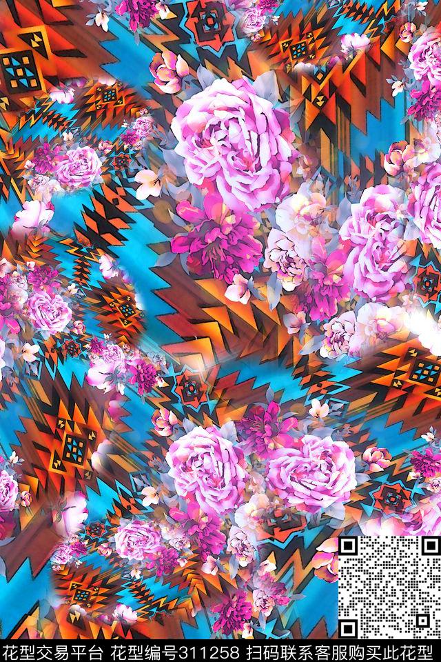 数码★花卉图案数码印花华亿平台下载（图片编号: 311258） - 瓦栏（Walan）