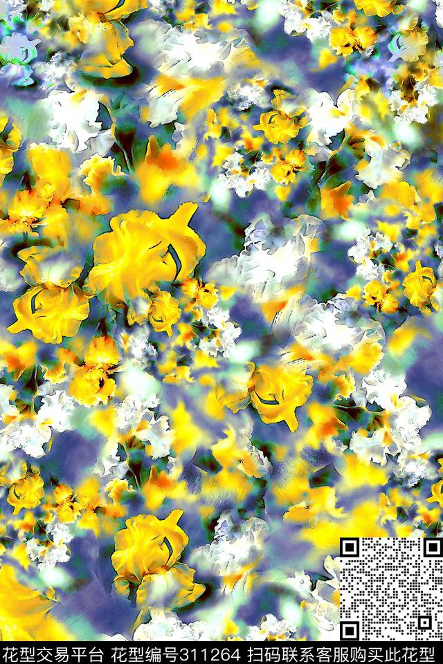 数码★花卉图案数码印花华亿平台下载（图片编号: 311264） - 瓦栏（Walan）