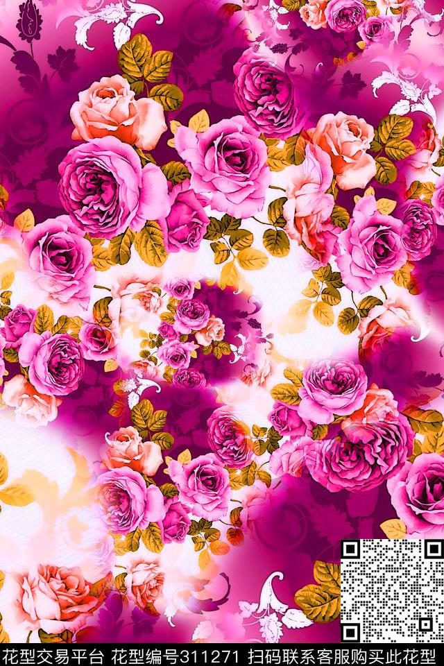 数码★花卉图案数码印花华亿平台下载（图片编号: 311271） - 瓦栏（Walan）