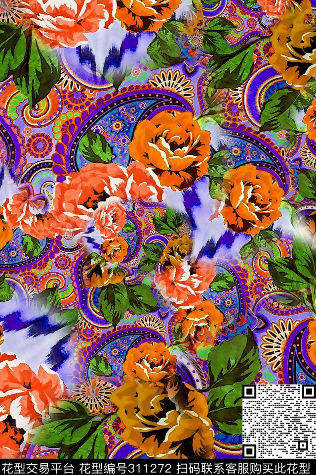 数码★花卉图案数码印花华亿平台下载（图片编号: 311272） - 瓦栏（Walan）