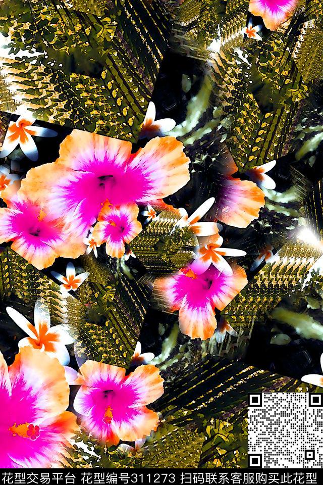 数码★花卉图案数码印花华亿平台下载（图片编号: 311273） - 瓦栏（Walan）