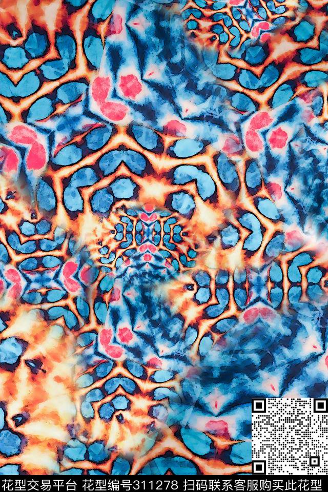 数码★抽象图案数码印花华亿平台下载（图片编号: 311278） - 瓦栏（Walan）