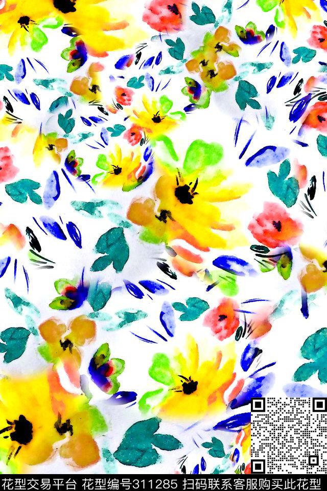 数码★花卉图案数码印花华亿平台下载（图片编号: 311285） - 瓦栏（Walan）