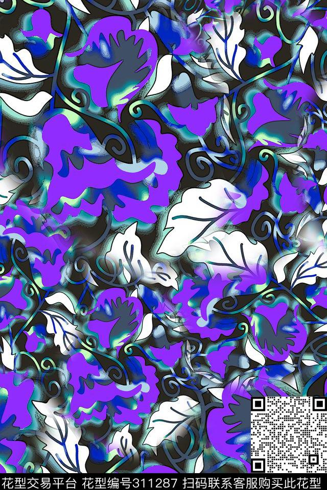 数码★花卉图案数码印花华亿平台下载（图片编号: 311287） - 瓦栏（Walan）