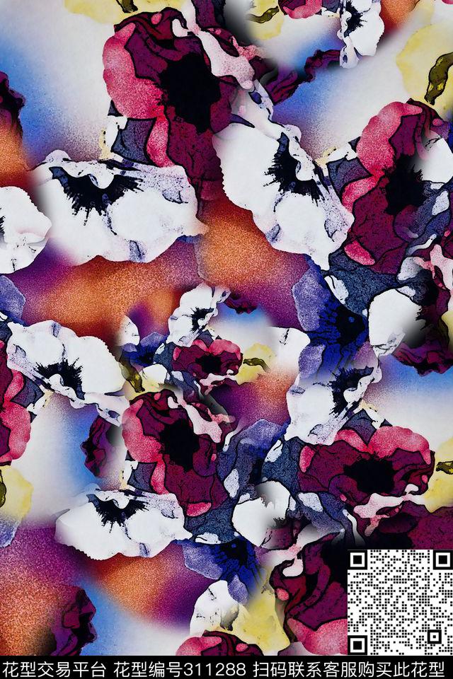 数码★抽象图案数码印花华亿平台下载（图片编号: 311288） - 瓦栏（Walan）