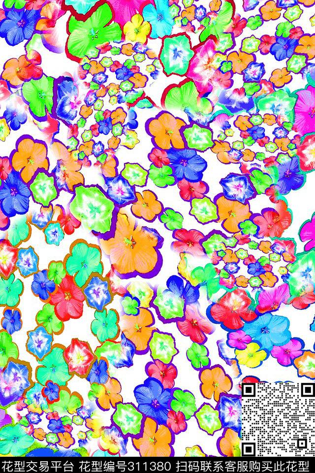 数码★花卉图案数码印花华亿平台下载（图片编号: 311380） - 瓦栏（Walan）