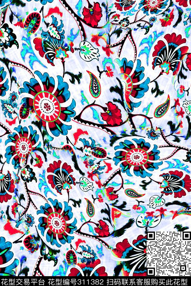 数码★花卉图案数码印花华亿平台下载（图片编号: 311382） - 瓦栏（Walan）