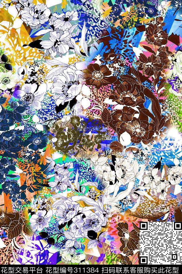 数码★花卉图案数码印花华亿平台下载（图片编号: 311384） - 瓦栏（Walan）