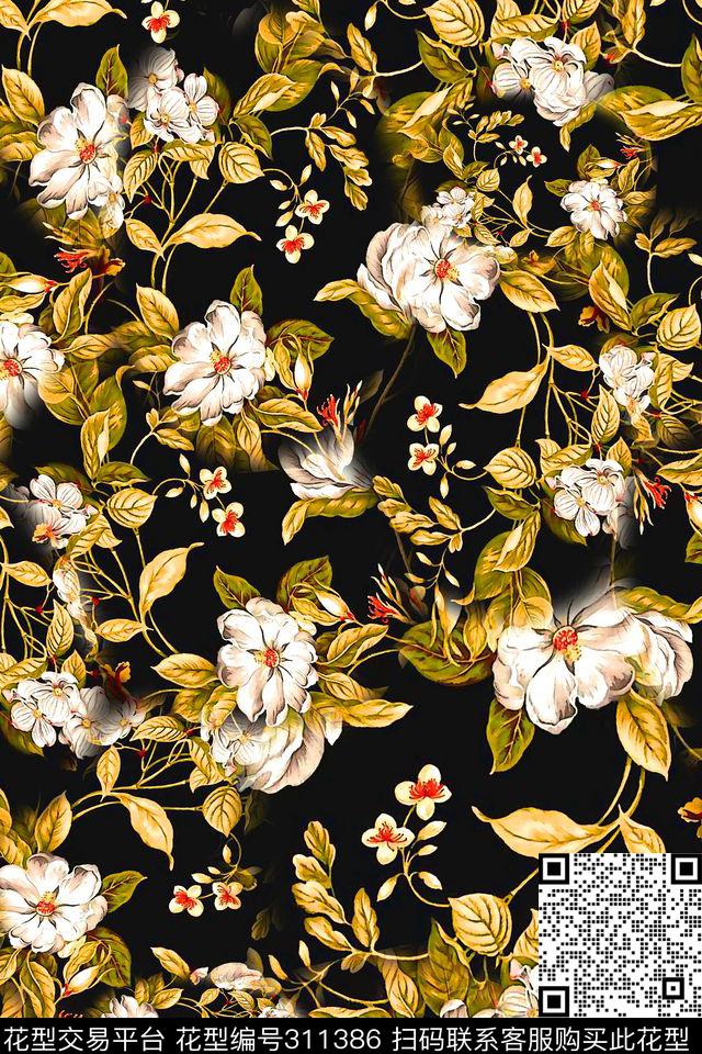 数码★花卉图案数码印花华亿平台下载（图片编号: 311386） - 瓦栏（Walan）