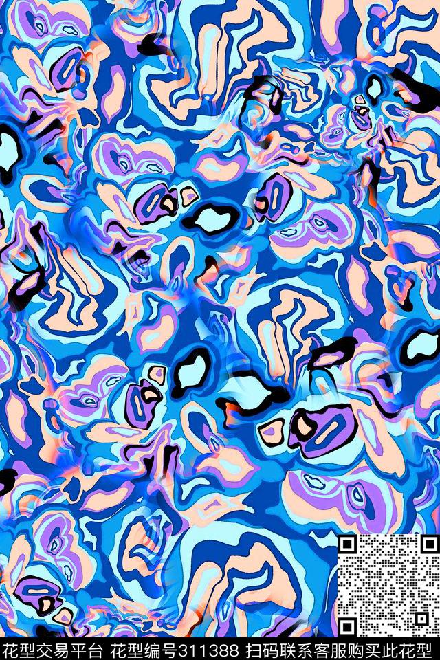 数码★抽象图案数码印花华亿平台下载（图片编号: 311388） - 瓦栏（Walan）