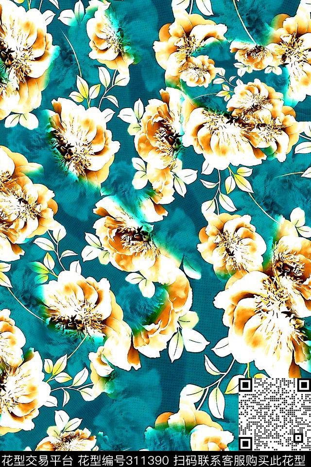 数码★花卉图案数码印花华亿平台下载（图片编号: 311390） - 瓦栏（Walan）