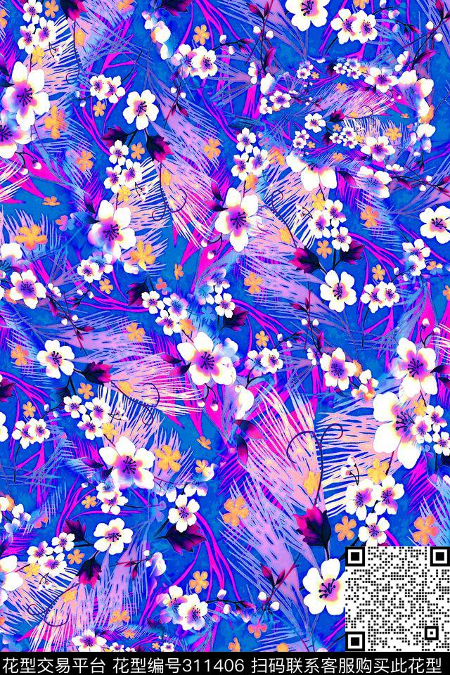 数码★花卉图案数码印花华亿平台下载（图片编号: 311406） - 瓦栏（Walan）