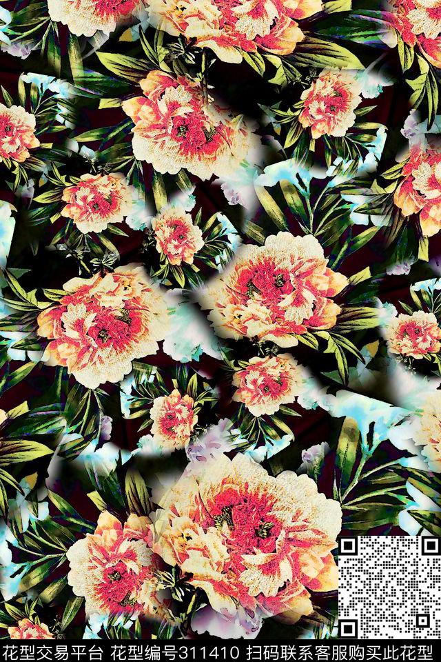 数码★花卉图案数码印花华亿平台下载（图片编号: 311410） - 瓦栏（Walan）