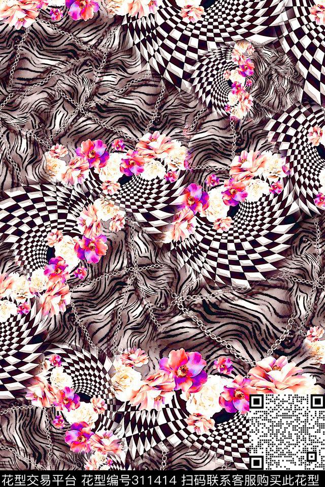 数码★花卉图案数码印花华亿平台下载（图片编号: 311414） - 瓦栏（Walan）