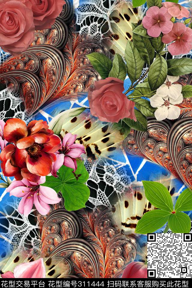 花卉数码印花华亿平台下载（图片编号: 311444） - 瓦栏（Walan）