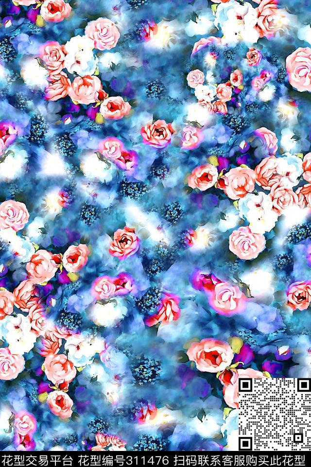 数码★花卉图案数码印花华亿平台下载（图片编号: 311476） - 瓦栏（Walan）