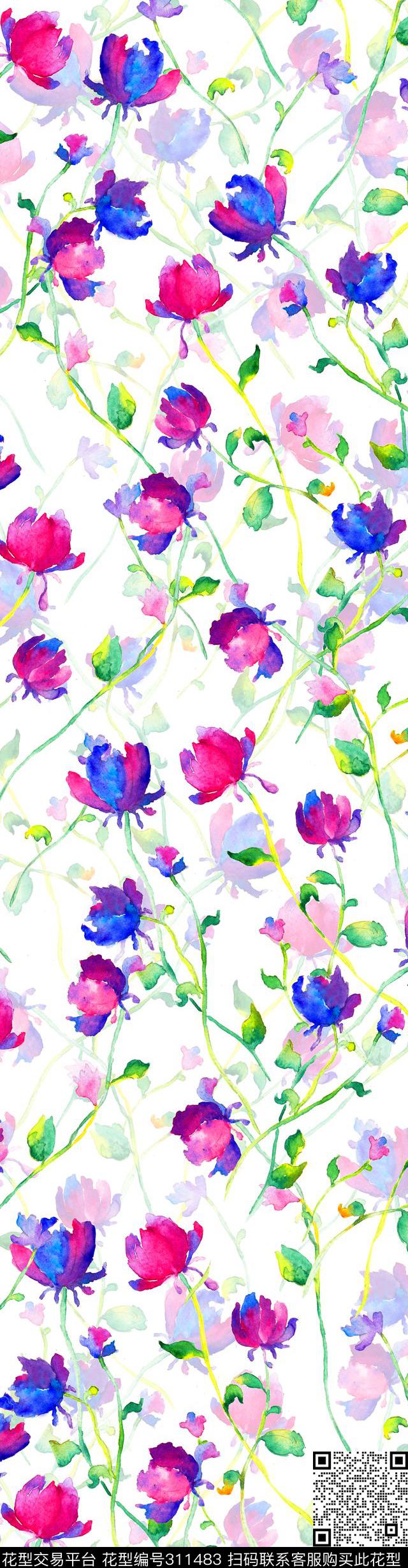 田园风手绘韩式数码印花华亿平台下载（图片编号: 311483） - 瓦栏（Walan）