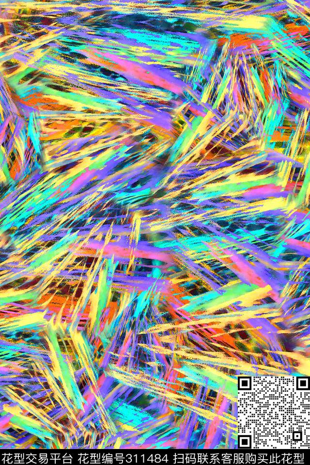 数码★抽象图案数码印花华亿平台下载（图片编号: 311484） - 瓦栏（Walan）