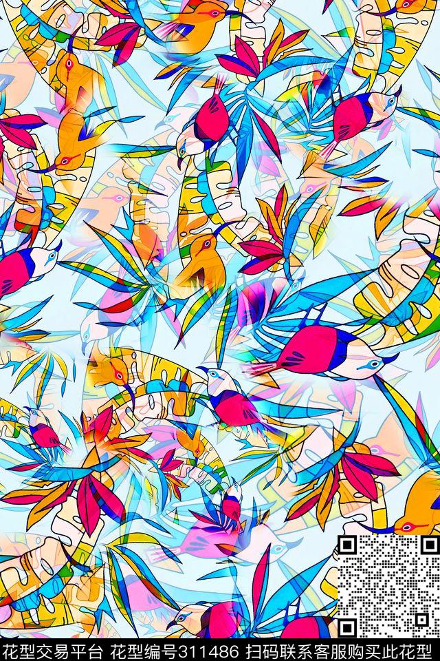 数码★花卉图案数码印花华亿平台下载（图片编号: 311486） - 瓦栏（Walan）