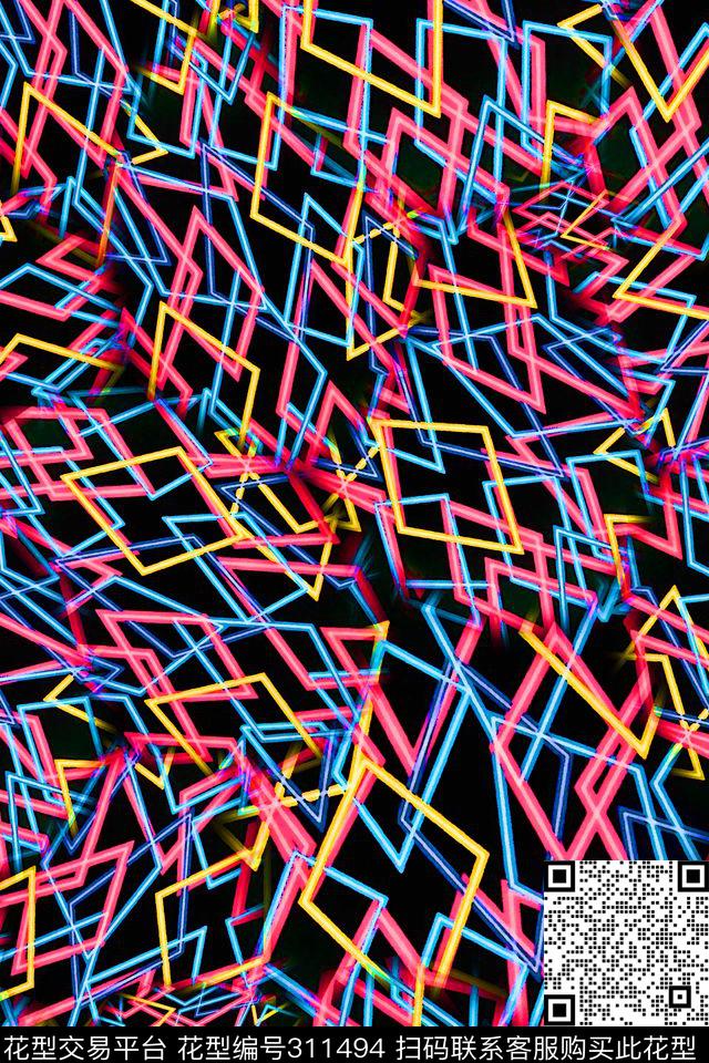 数码★几何格纹数码印花华亿平台下载（图片编号: 311494） - 瓦栏（Walan）