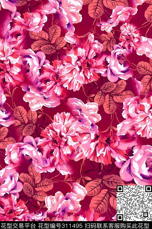 数码★花卉图案传统印花华亿平台下载（图片编号: 311495） - 瓦栏（Walan）
