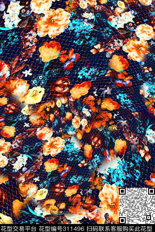 数码★花卉图案数码印花华亿平台下载（图片编号: 311496） - 瓦栏（Walan）