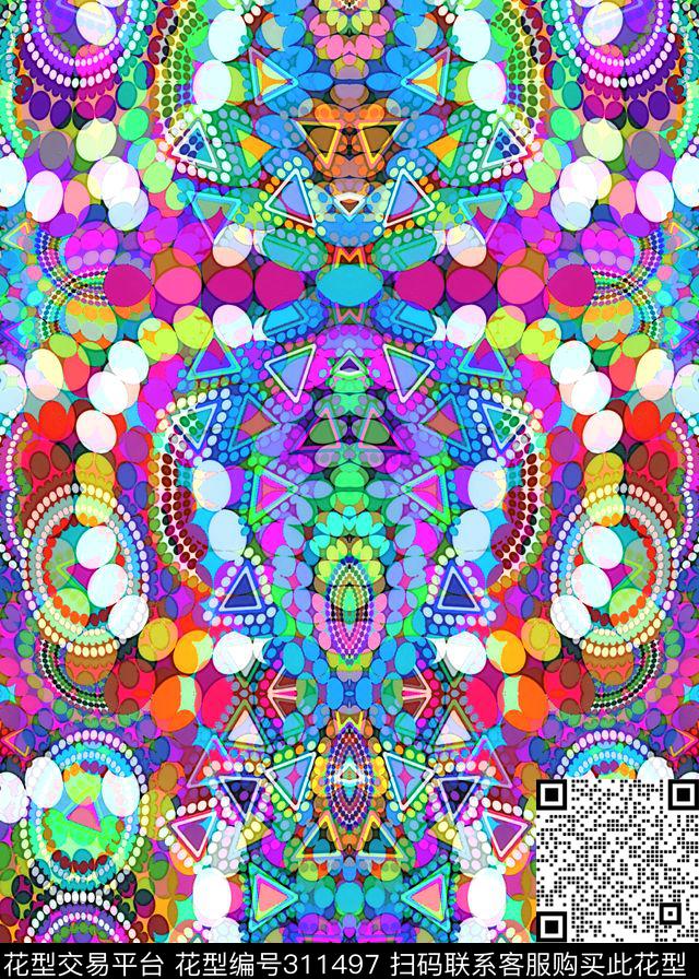 数码★抽象图案数码印花华亿平台下载（图片编号: 311497） - 瓦栏（Walan）