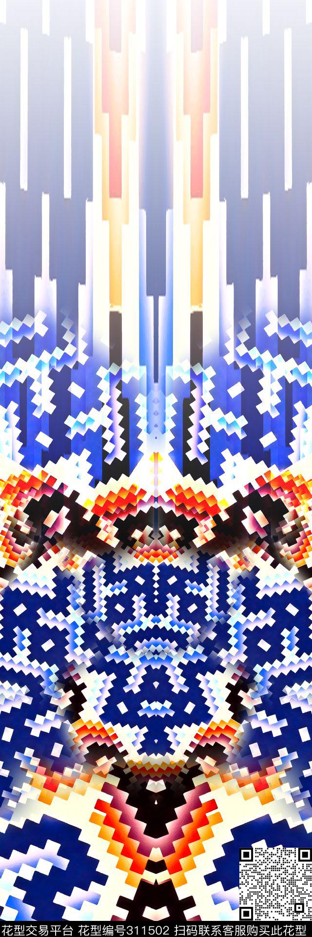 数码★几何格纹数码印花华亿平台下载（图片编号: 311502） - 瓦栏（Walan）