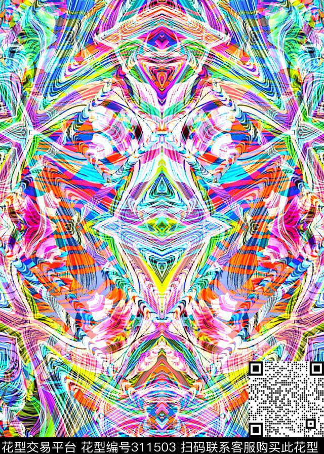 数码★抽象图案数码印花华亿平台下载（图片编号: 311503） - 瓦栏（Walan）