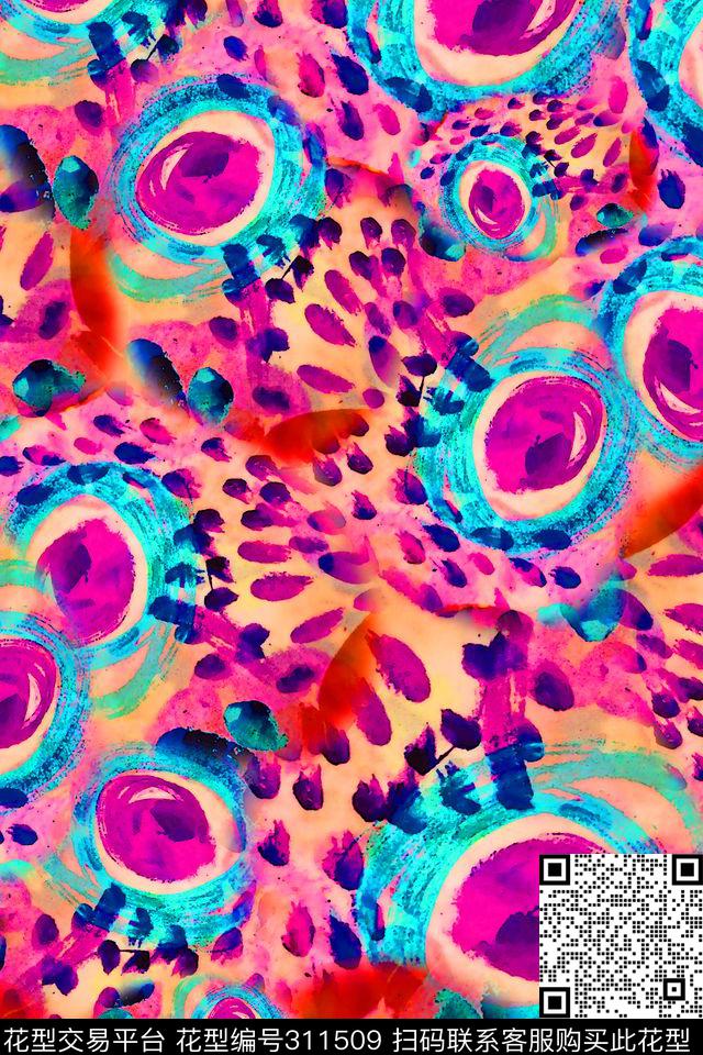 数码★抽象图案数码印花华亿平台下载（图片编号: 311509） - 瓦栏（Walan）