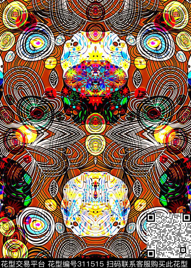 数码★抽象图案数码印花华亿平台下载（图片编号: 311515） - 瓦栏（Walan）