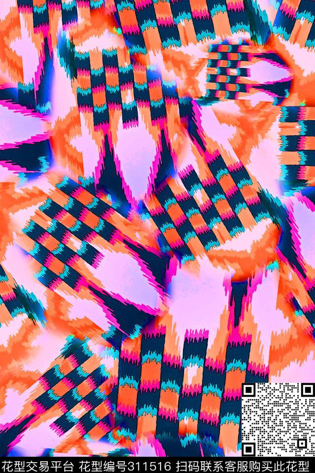 数码★抽象图案数码印花华亿平台下载（图片编号: 311516） - 瓦栏（Walan）