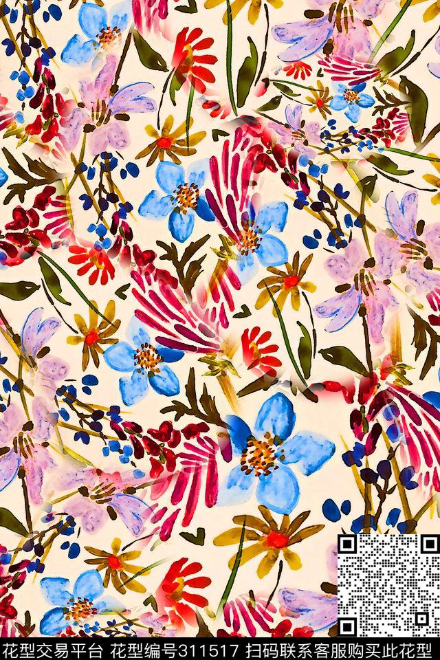 数码★花卉图案数码印花华亿平台下载（图片编号: 311517） - 瓦栏（Walan）