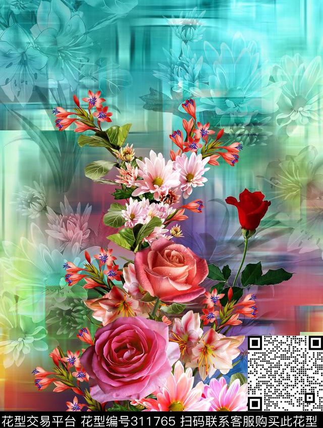 花卉数码印花华亿平台下载（图片编号: 311765） - 瓦栏（Walan）