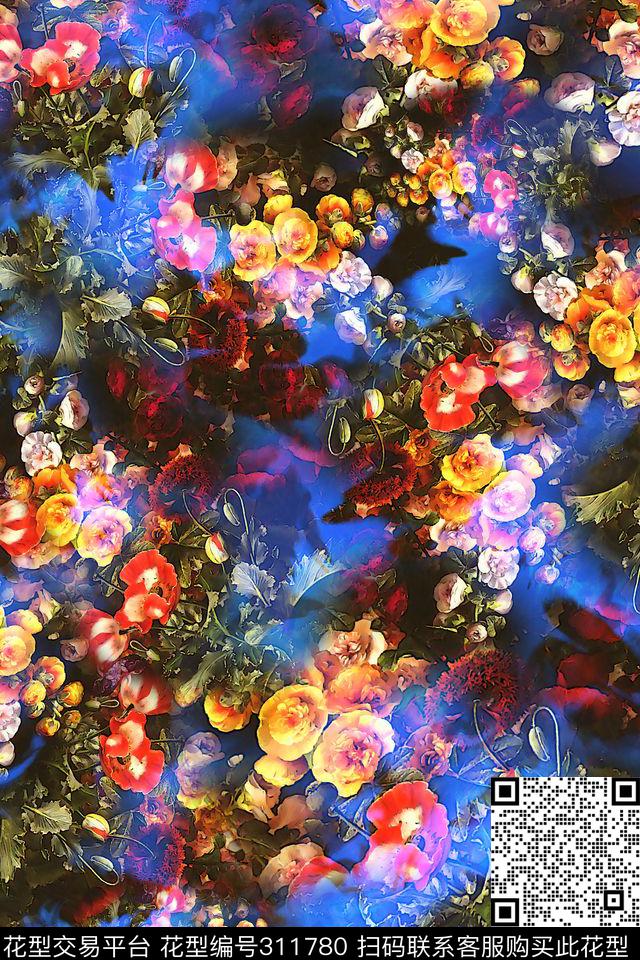 数码★花卉图案数码印花华亿平台下载（图片编号: 311780） - 瓦栏（Walan）