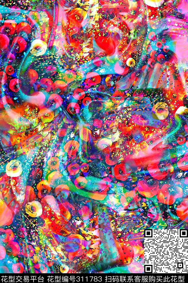 数码★抽象图案数码印花华亿平台下载（图片编号: 311783） - 瓦栏（Walan）