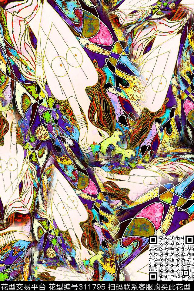 数码★抽象图案数码印花华亿平台下载（图片编号: 311795） - 瓦栏（Walan）