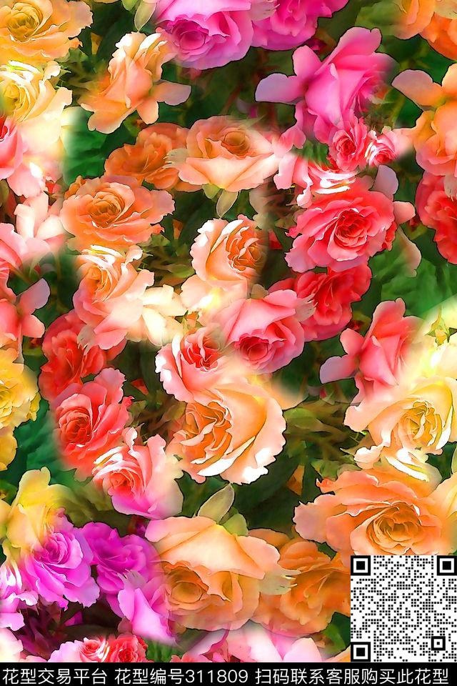 数码★花卉图案数码印花华亿平台下载（图片编号: 311809） - 瓦栏（Walan）