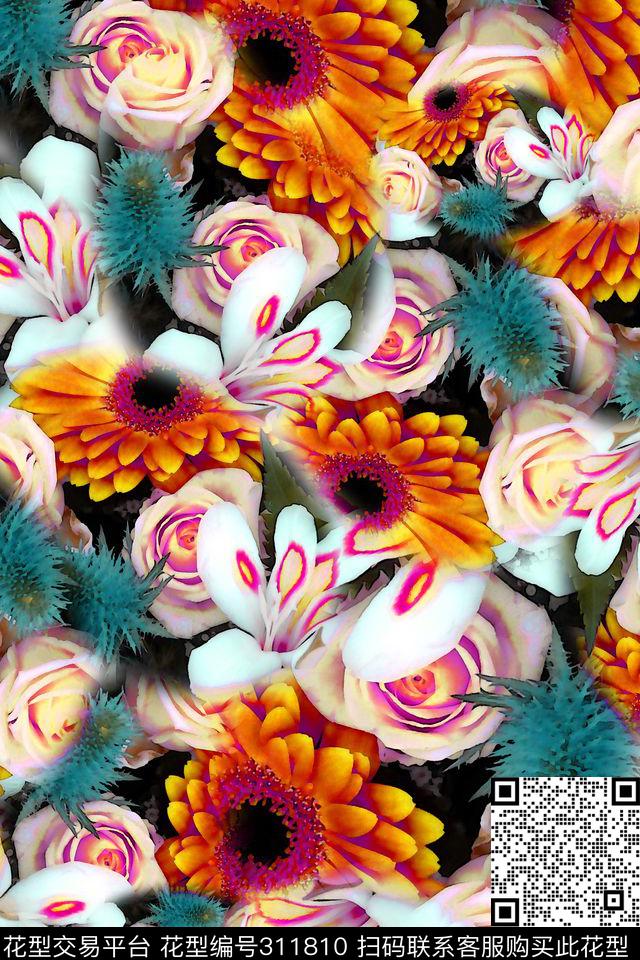 数码★花卉图案数码印花华亿平台下载（图片编号: 311810） - 瓦栏（Walan）