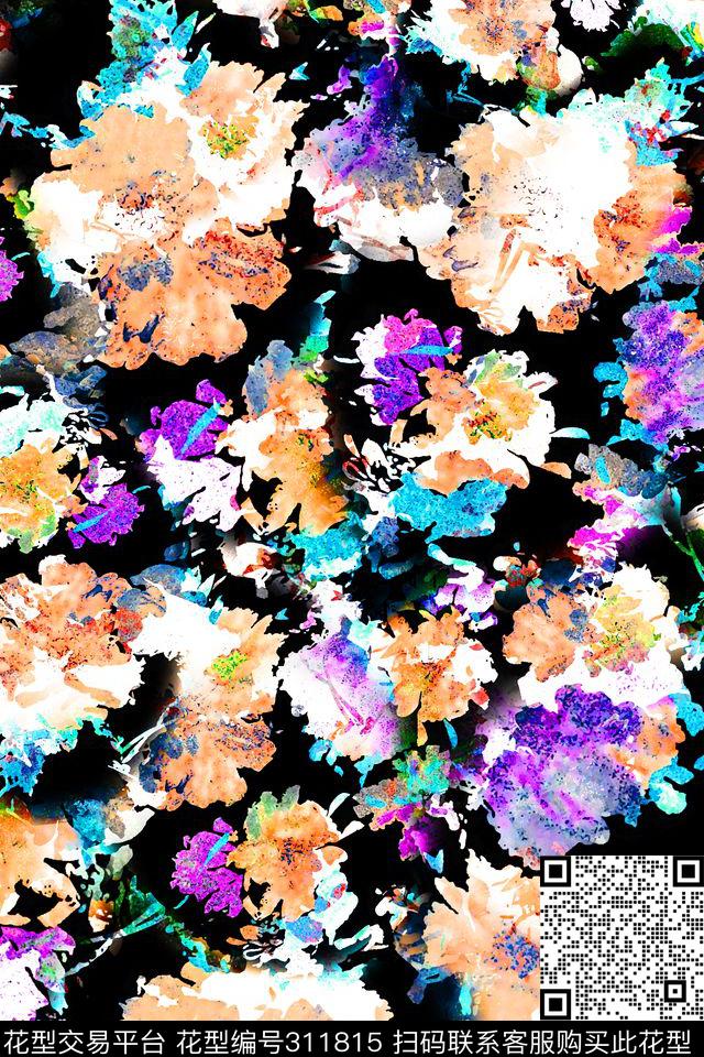 数码★花卉图案数码印花华亿平台下载（图片编号: 311815） - 瓦栏（Walan）