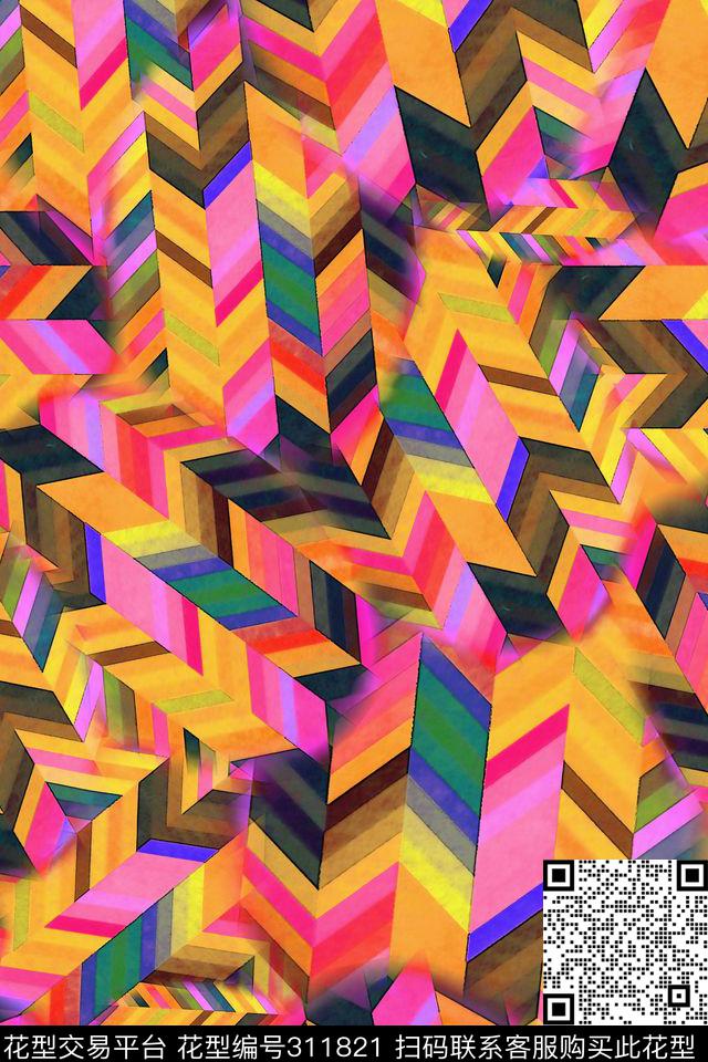 数码★抽象图案数码印花华亿平台下载（图片编号: 311821） - 瓦栏（Walan）