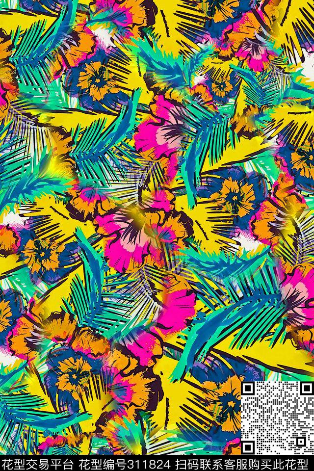 数码★花卉图案传统印花华亿平台下载（图片编号: 311824） - 瓦栏（Walan）