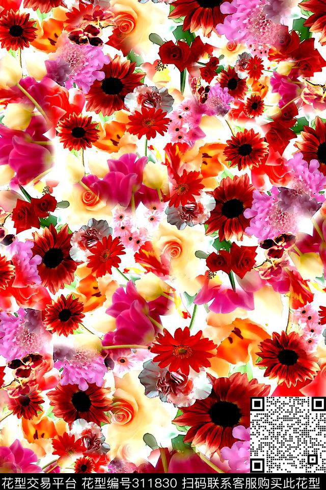 数码★花卉图案数码印花华亿平台下载（图片编号: 311830） - 瓦栏（Walan）