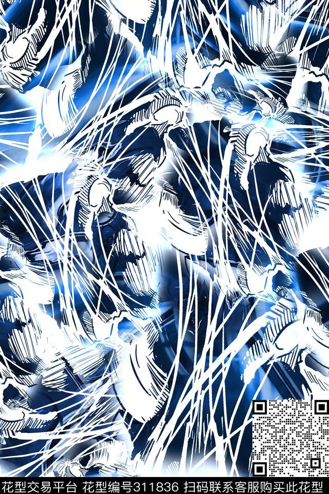 数码★抽象图案数码印花华亿平台下载（图片编号: 311836） - 瓦栏（Walan）