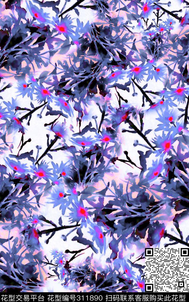 数码★花卉图案数码印花华亿平台下载（图片编号: 311890） - 瓦栏（Walan）